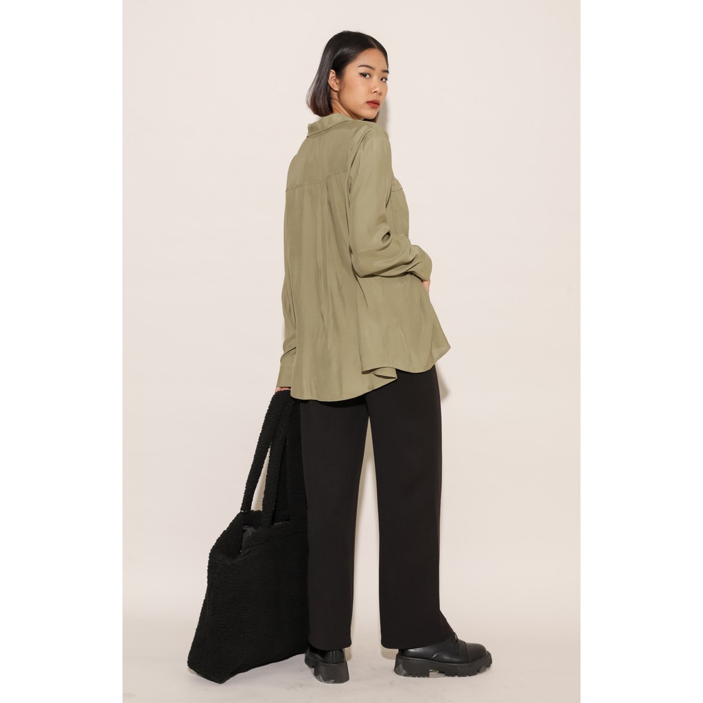 Quần tây nữ dáng suông thời trang GAGO pleated straight pants màu đen GO3185 | BigBuy360 - bigbuy360.vn