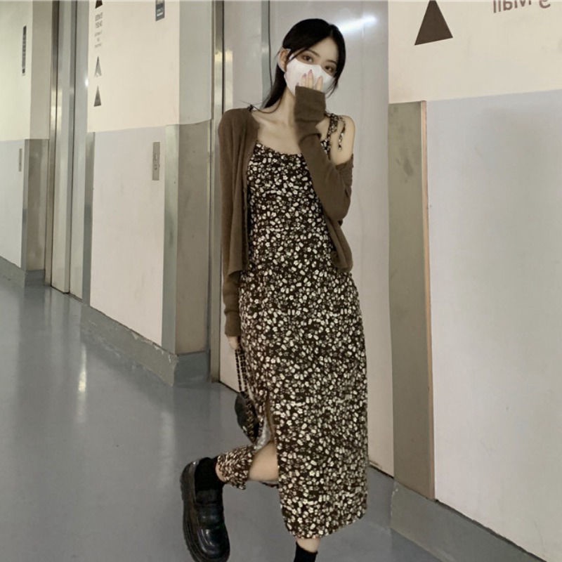 Váy hoa nhí 2 dây nhung tăm siêu đẹp