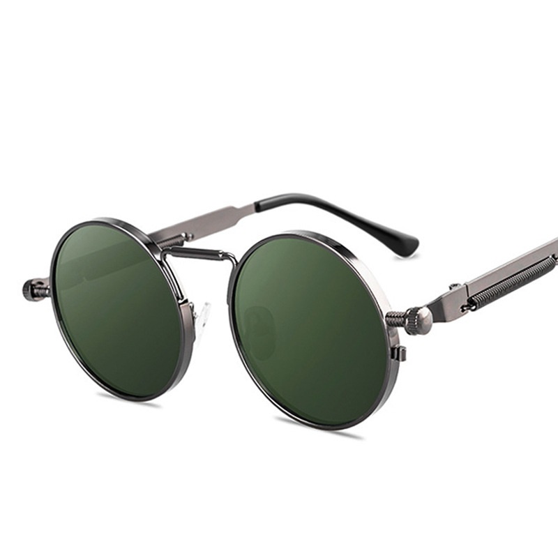 Kính Mát Gọng Kim Loại Tròn Chống Tia UV400 Phong Cách Steampunk 2021 Thời Trang