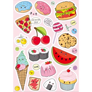 Sticker food dán nón bảo hiểm vali laptop