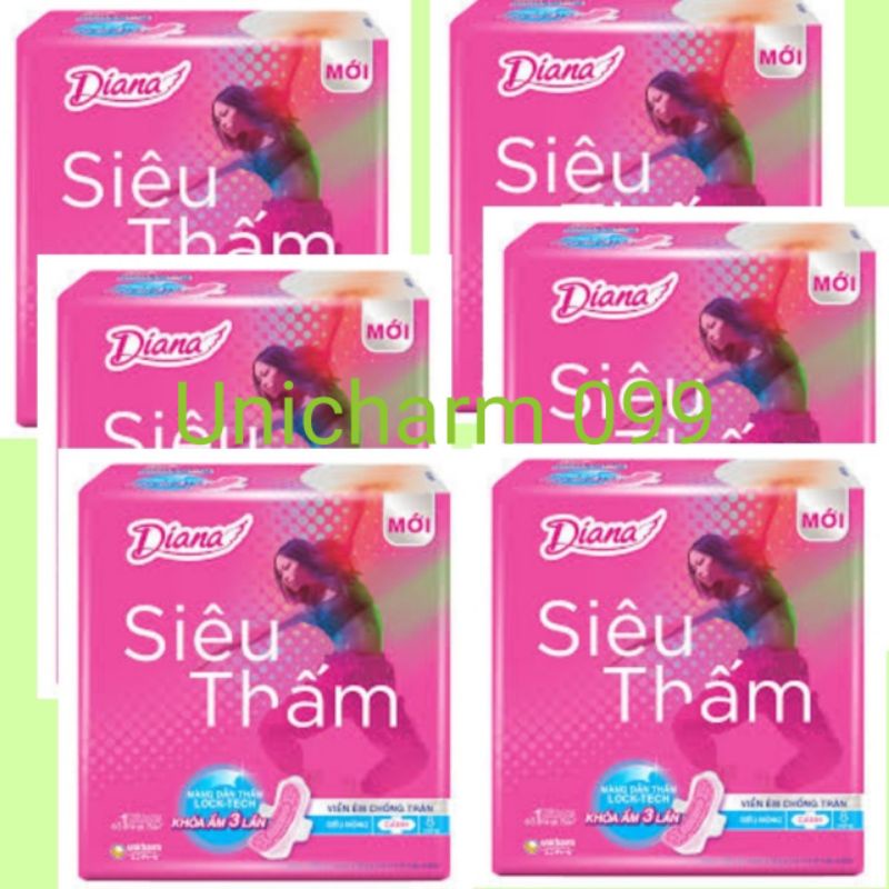 Combo 6 gói băng vệ sinh Diana siêu thấm mỏng cánh