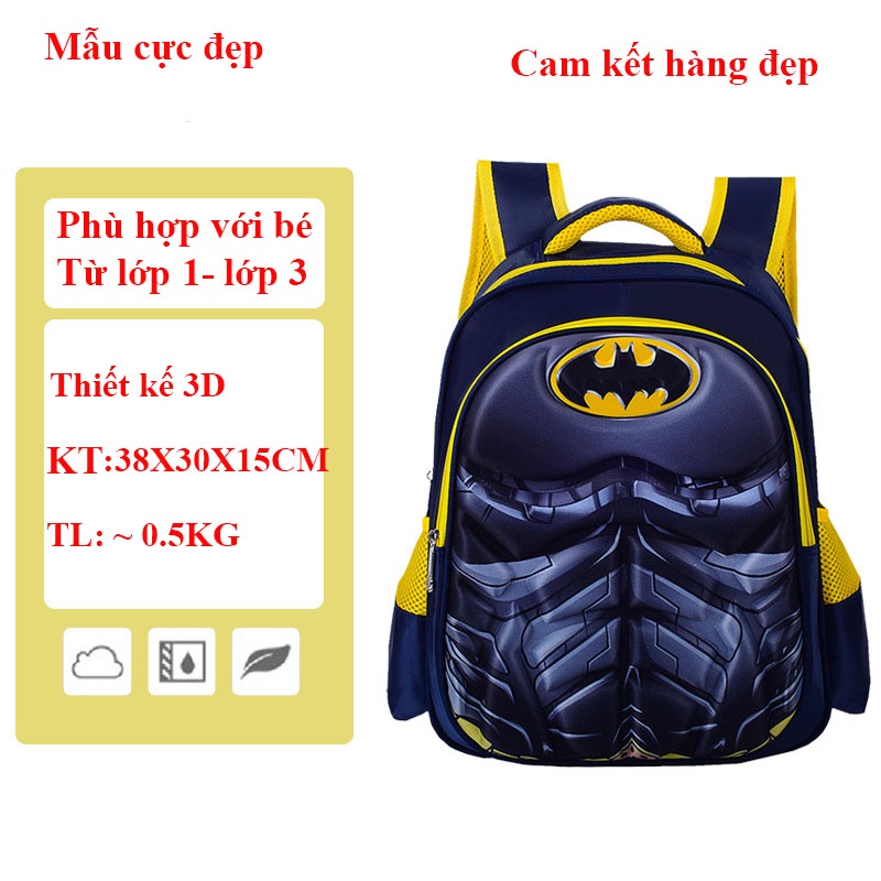 [Size38- Lớp 1-3] Balo học sinh tiểu học cặp sách học sinh tiểu học cho bé trai hoạt tiết hoạt hình siêu nhân 3D ...