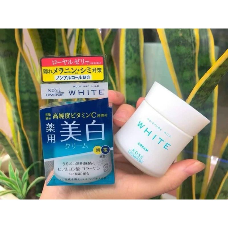 [Vitamin C Hàm Lượng Cao] Kem dưỡng trắng mờ thâm Kose Moisture Mild White Nhật Bản 55gr