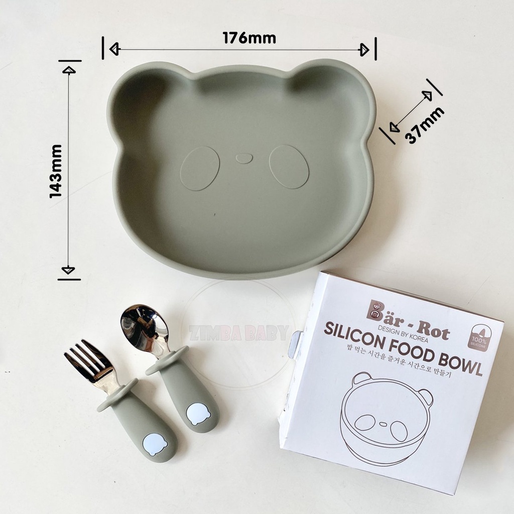 Đĩa Ăn Dặm Silicon Cho Bé Hình Gấu Hình Hoa Chính Hãng Bar-rot Có Đế Hít Chống Đổ An Toàn SILICON FOOD PLATE