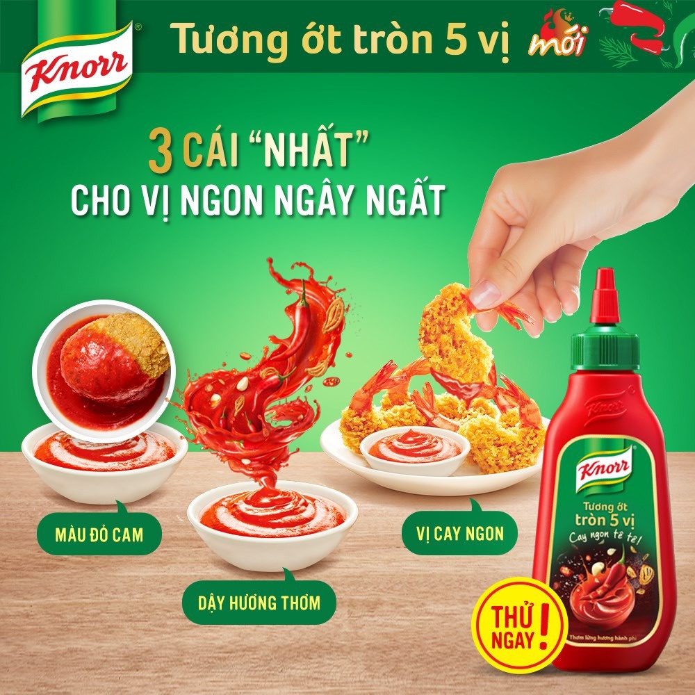 Tương Ớt Knorr Tròn 5 Vị Cay Đậm, Cay Ngon Tê Tê 220g