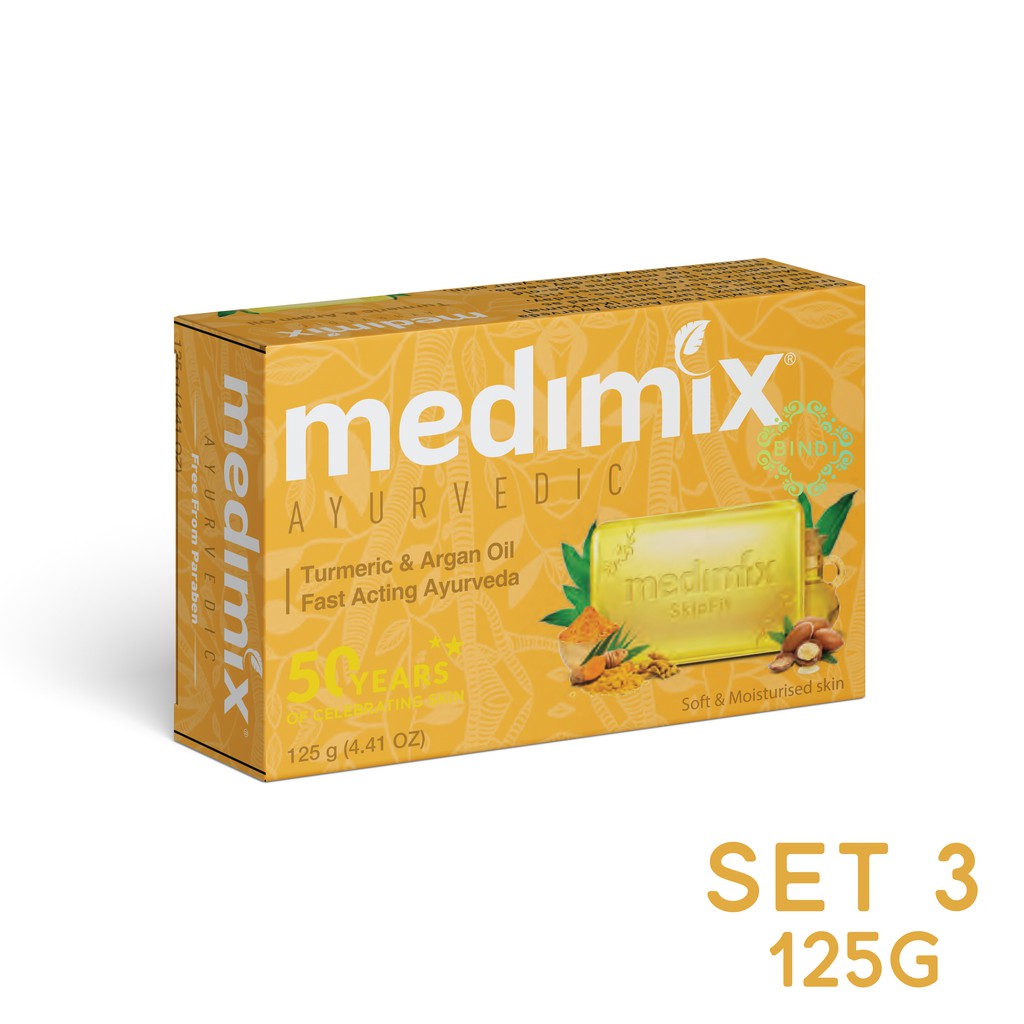 Set 3 Xà Phòng Medimix Nghệ &amp; Dầu Argan 125g/bánh