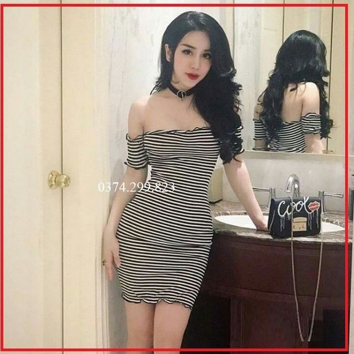 đầm trễ vai body dáng chuẩn fom, TT 13