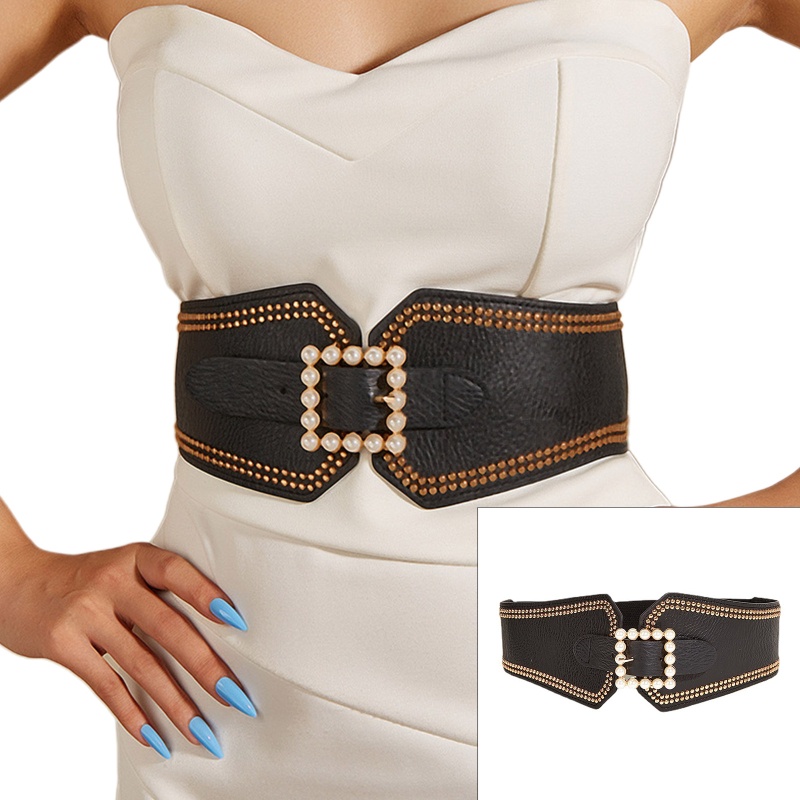 Thắt Lưng Nữ Giả Da Bản Rộng Co Giãn Nhiều Màu Sắc Phong Cách Vintage