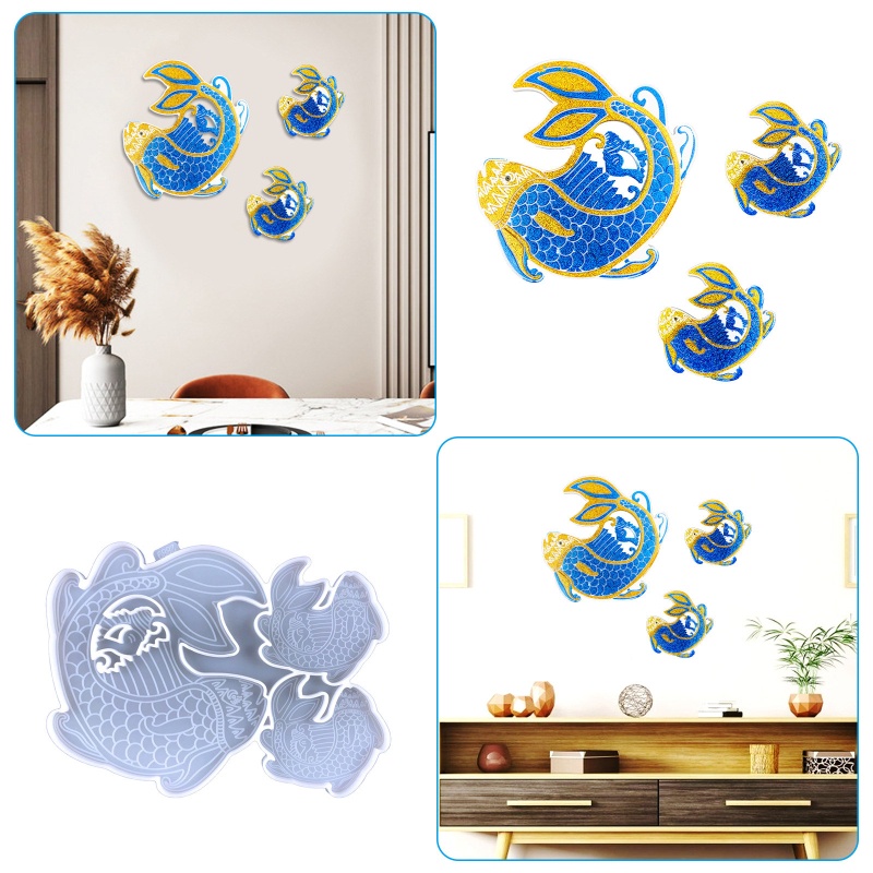 Khuôn Silicone Hình Cá Vàng Treo Tường / Cửa Trang Trí Không Gian