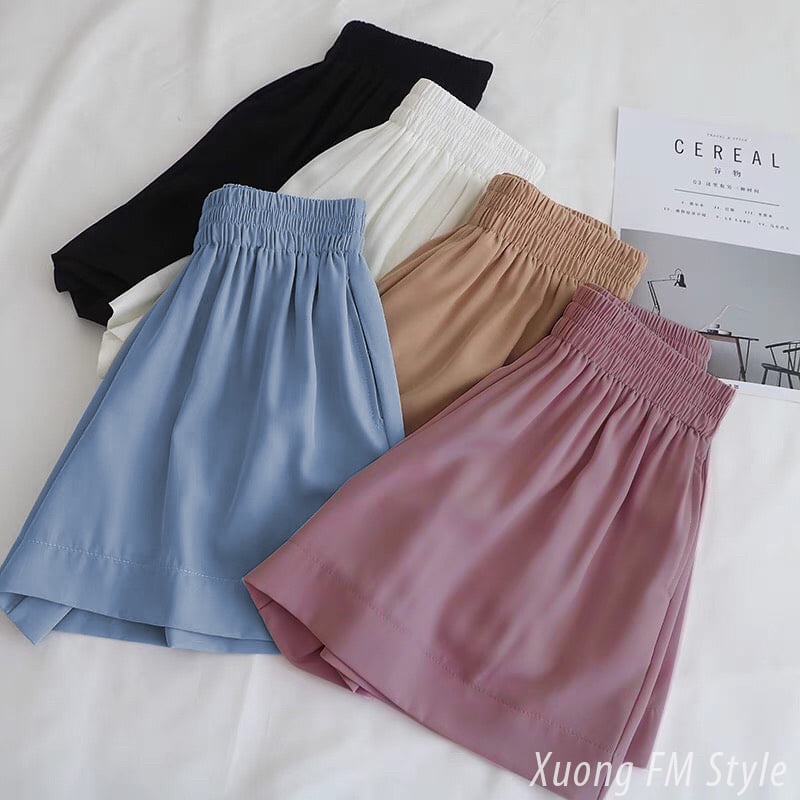 Quần đùi nữ FM Style short mặc nhà chất lụa mềm mại lưng cao nhiều màu siêu xinh  I Fm Style Online 220302515