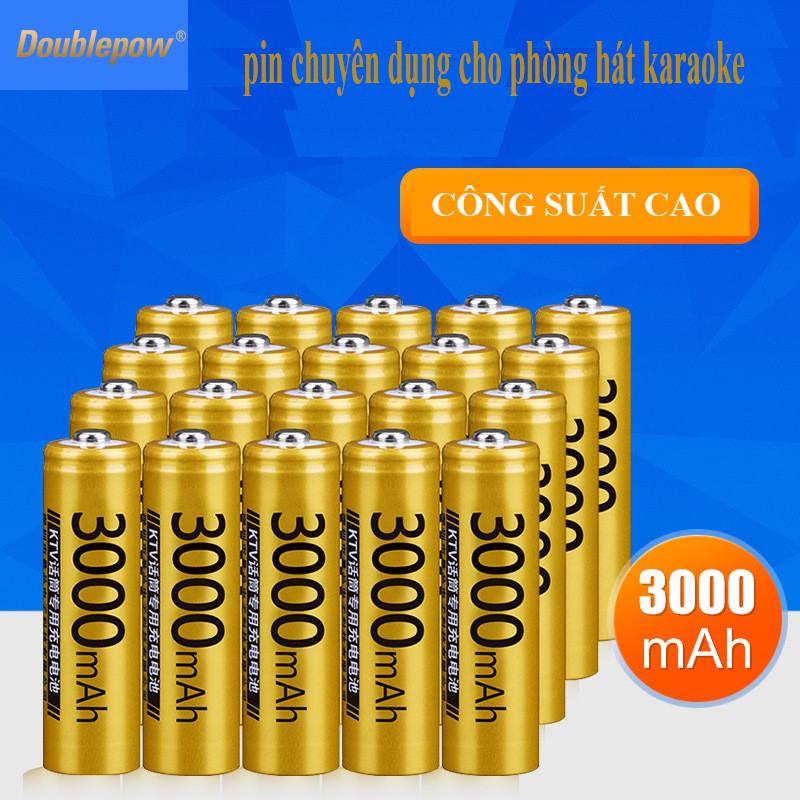 Bộ Pin sạc lại Doublepow AA 3000mAh - pin dung lượng thực (màu vàng) - pin chuyên dụng Micro Karaoke