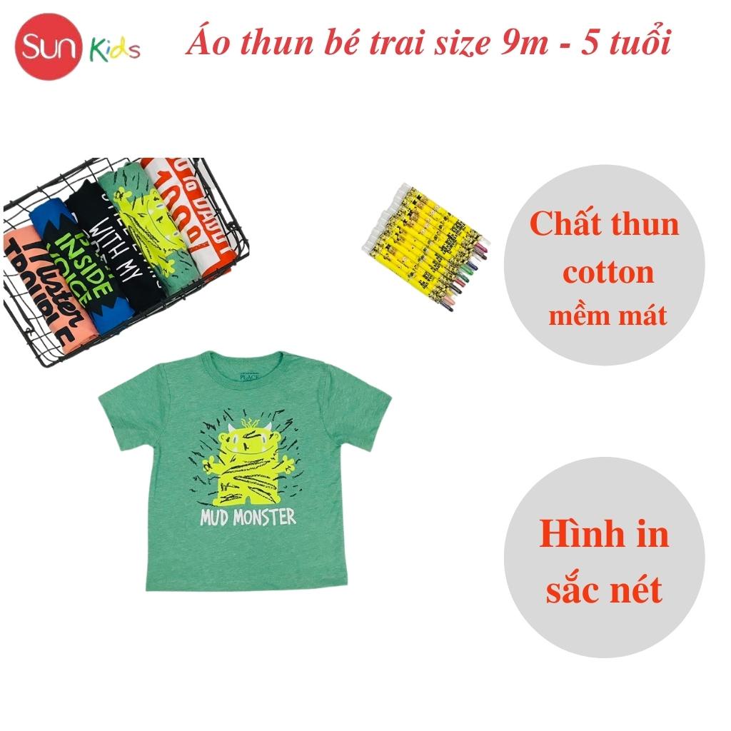 Áo thun bé trai xuất xịn, áo phông cho bé trai, chất cotton, size 9m - 5 tuổi - SUNKIDS