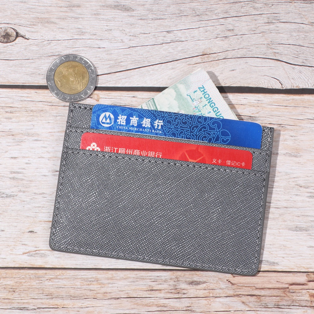 Ví đựng thẻ da PU nhỏ gọn thời trang dành cho nam và nữ