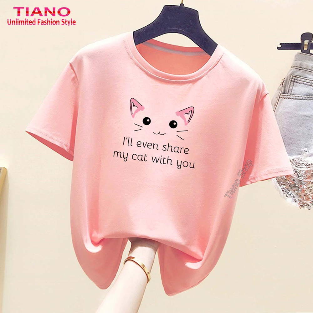 Áo Thun Tay Ngắn Tai Mèo AT-053 - Tiano - Phù Hợp Mọi Vóc Dáng - Áo Thun Nam - Áo Thun Nữ