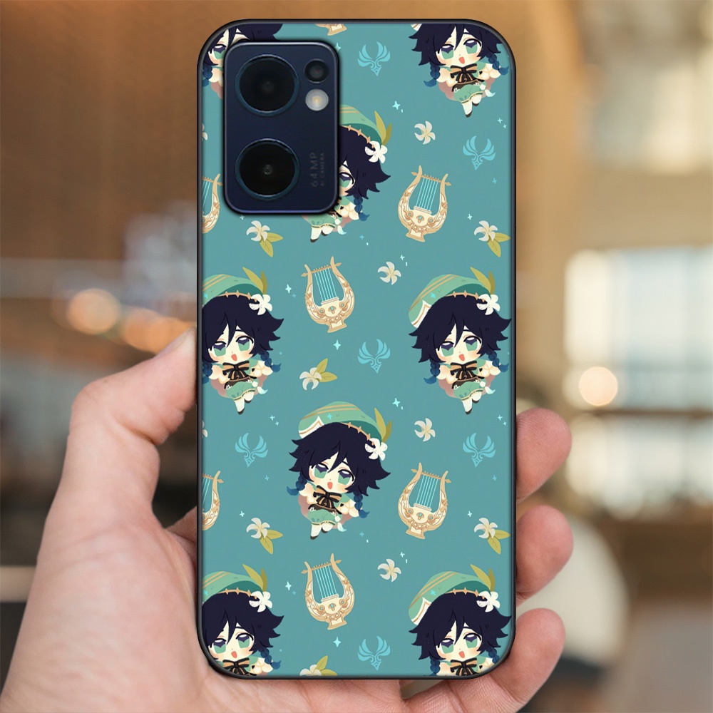 Ốp lưng Oppo Reno 7 5G viền đen in hình Venti Genshin Impact