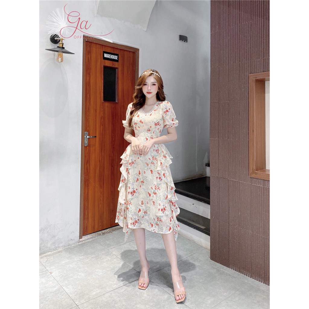 Váy voan tơ hoa dáng dài có tà bèo thướt tha đi biển, đi chơi mùa hè Full Size| XINH DRESS - G.A OFFICIAL