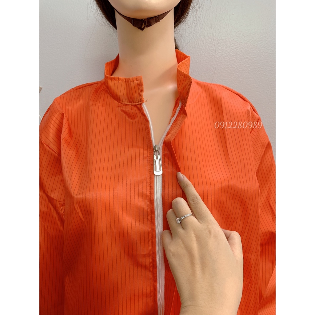 Áo phòng sạch dáng dài vải chống tĩnh điện màu cam - Áo blouse phòng sạch _ Hình chụp thật