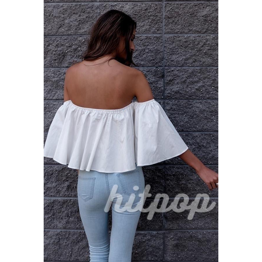 Áo croptop hở vai tay loe thời trang