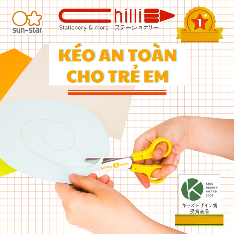 Kéo Thủ Công Sun-Star Cực An Toàn Cho Mọi Đối Tượng Đặc Biệt Cho Trẻ Con Hàng Nội Địa Nhật