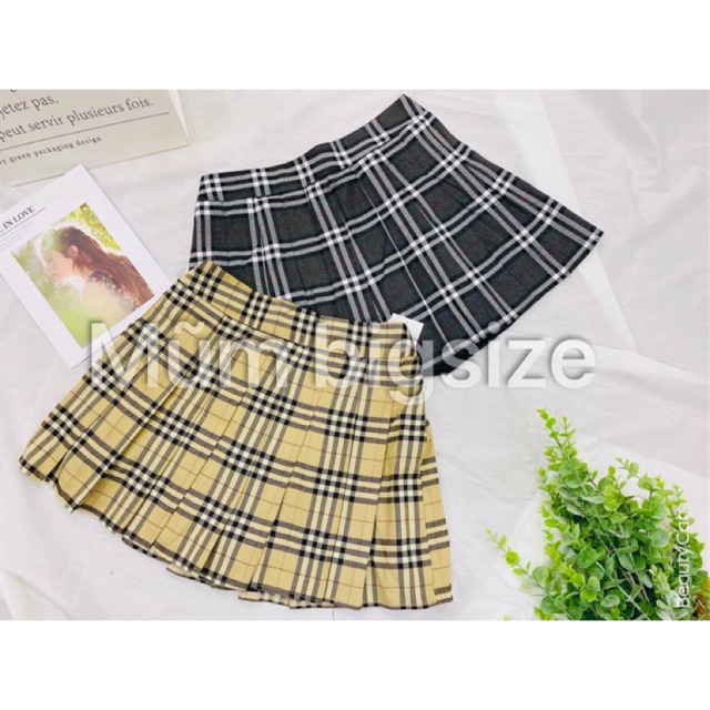 [Bigsize]Chân váy xếp ly kẻ đẹp