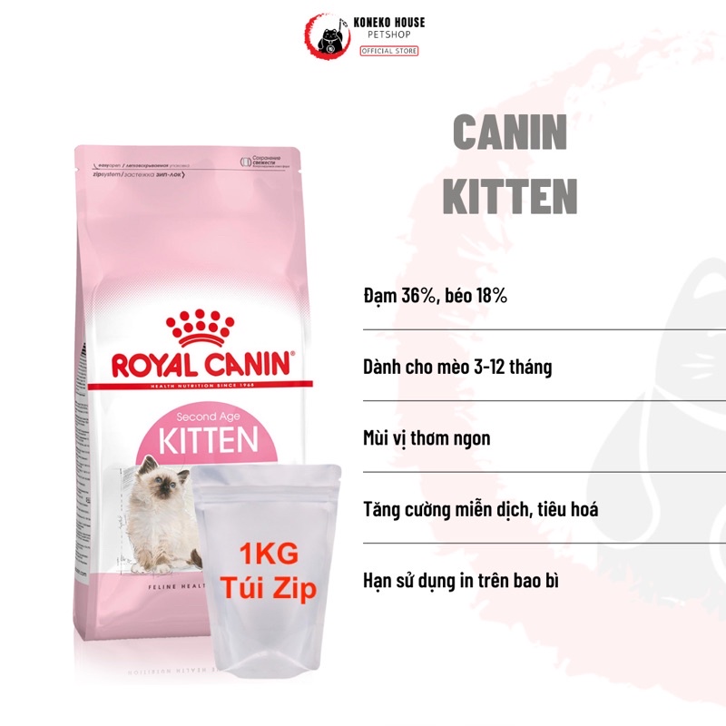 Thức ăn cho mèo Royal Canin Kitten túi zip 1kg