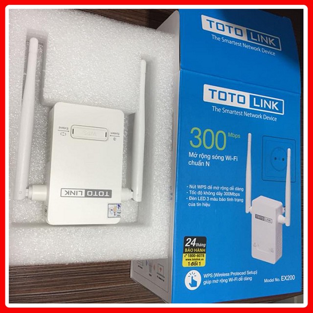 [COMBO 2 Bộ EX 200 ] Bộ kích sóng Wifi TotoLink EX200 Chuẩn tốc độ 300Mbps Chính Hãng - BH 24 Tháng