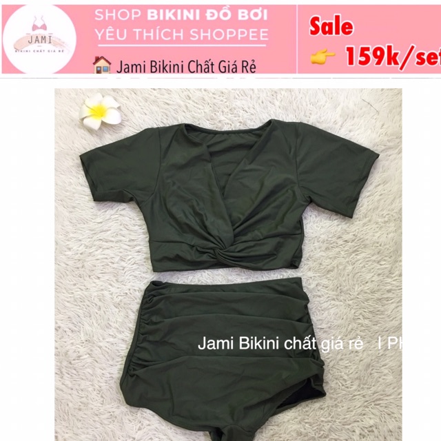 Đồ bơi nữ bikini nữ xoắn ngực quần cạp cao giá rẻ đi biển