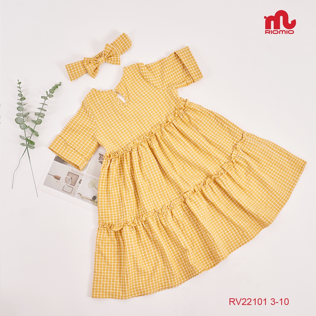 Váy bé gái RIOMIO công chúa, họa tiết kẻ caro, dáng xòe vintage xinh xắn cho bé gái 3-8 tuổi - RV22101