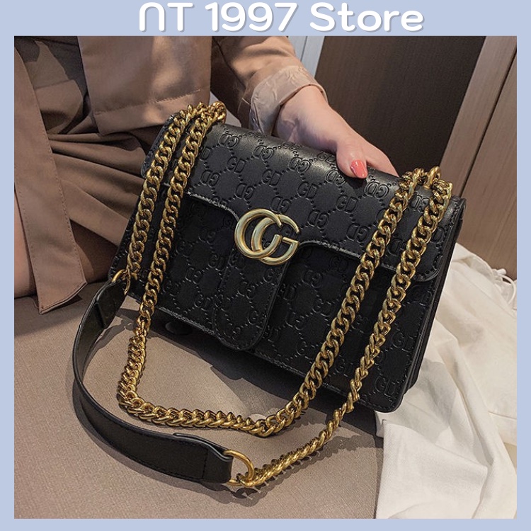 Túi sách nữ đeo chéo kẹp nách thời trang mini dây xích