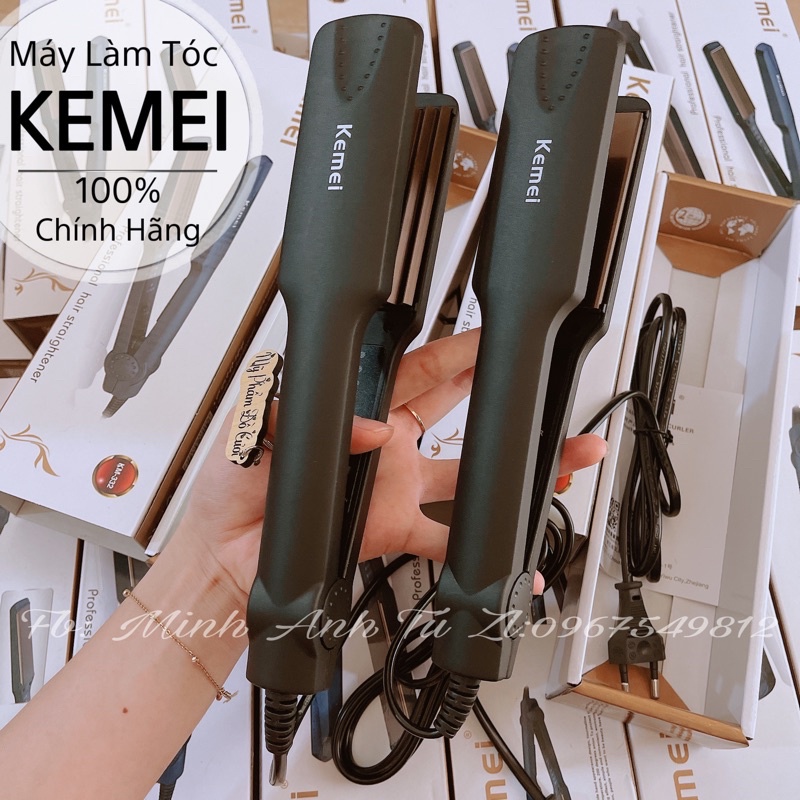 Máy Làm Tóc KEMEI Dập Xù, Duỗi Là Bản To Có Bảo Hành [ Chính Hãng]