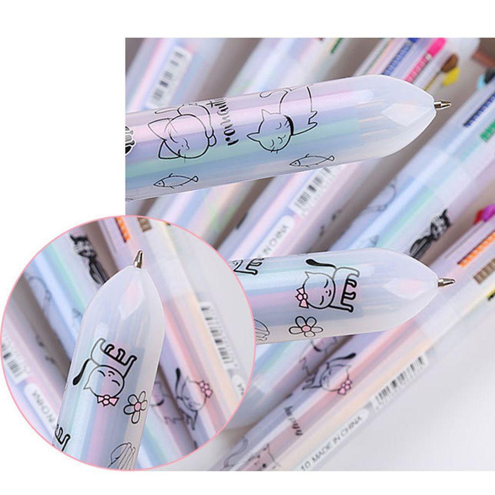 Bút Bi ZAIJIE24 10 Màu Hình Mèo / Thỏ Hoạt Hình Đính Kim Sa Lấp Lánh