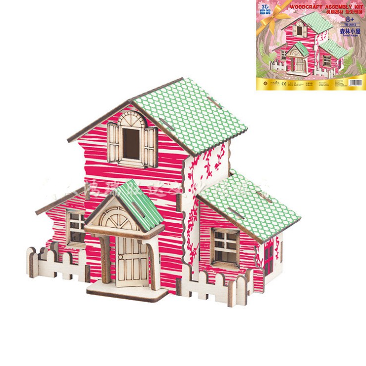 Đồ chơi lắp ráp gỗ 3D Mô hình Forest Cottage Laser