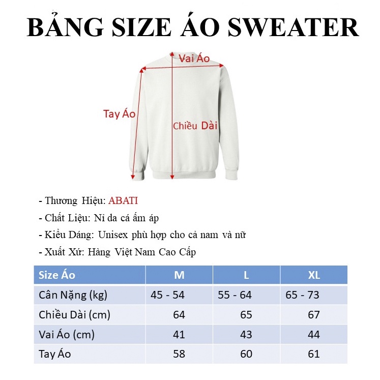 Áo sweater nam form rộng  thu đông chất nỉ mềm mịn ấm áp ABATI Áo nỉ sweater tay dài cổ tròn dày dặn cao cấp | BigBuy360 - bigbuy360.vn