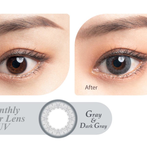 Lens Seed màu Gray &amp; Dark gray 1 tháng- kính áp tròng Seed Nhật Bản màu 1 tháng