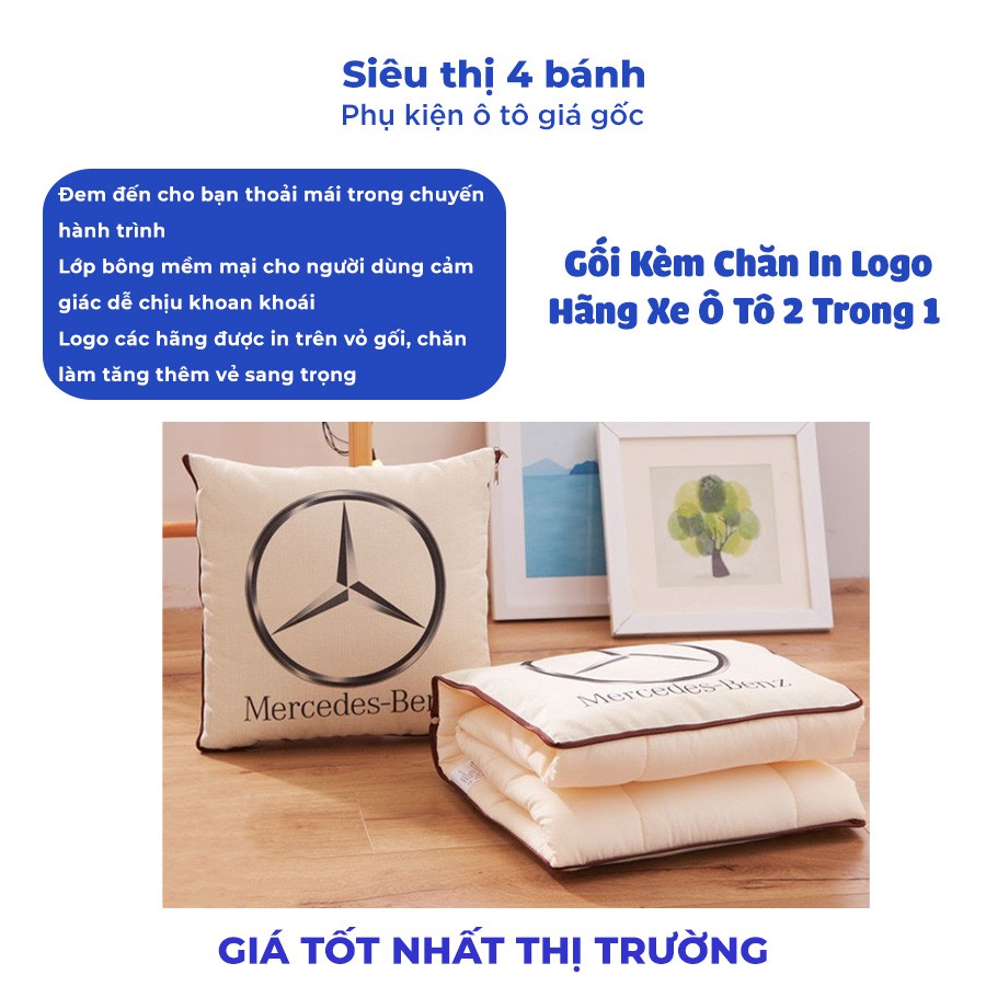Gối Kèm Chăn In Logo Hãng Xe Ô Tô 2 Trong 1