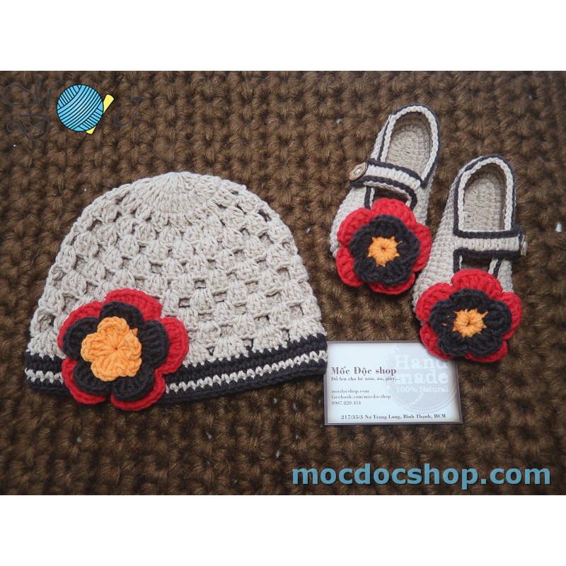 Giày nón len handmade cho bé gái 0-12 tháng
