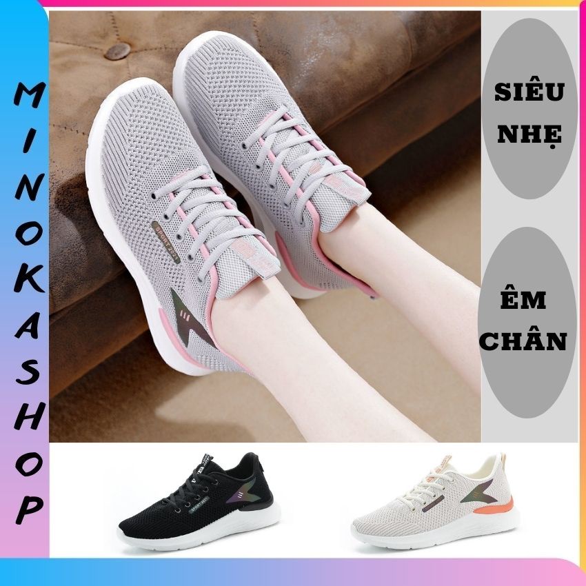 Giày Thể Thao Nữ Cổ Thấp Đế Cao Su 3cm Êm Chân Thoáng Khí Năng Động Trẻ Trung GTTN06 MINOKA SHOP