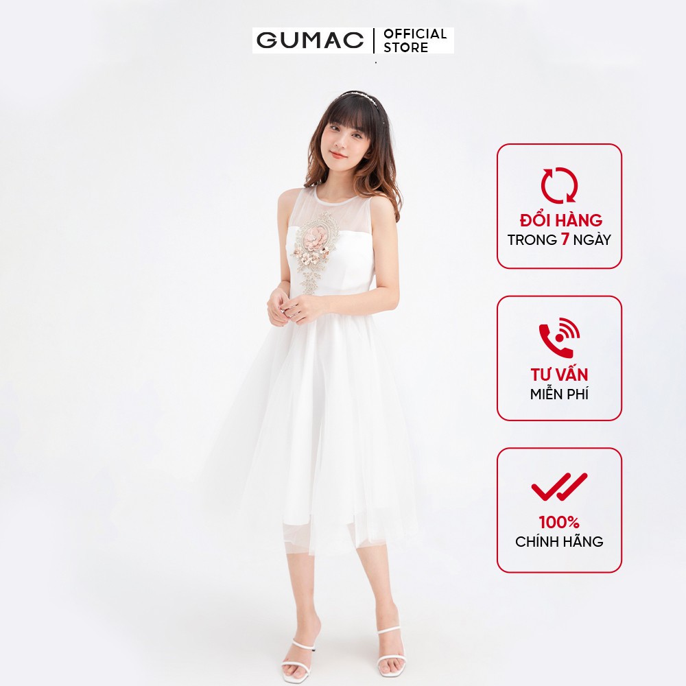 Đầm lưới xòe sát nách GUMAC DB644