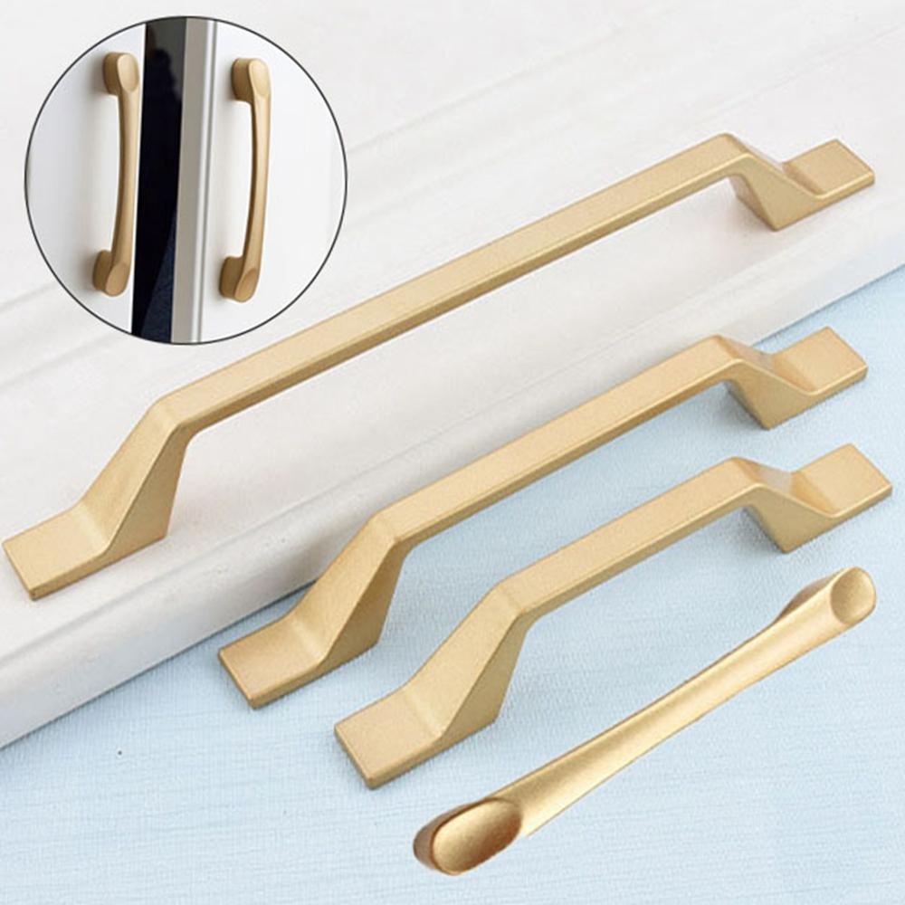 European Style Matte Gold Cabinet Solid Aluminum Alloy Kitchen Cupboard Pulls Drawer Knobs Furniture Handle Hardware