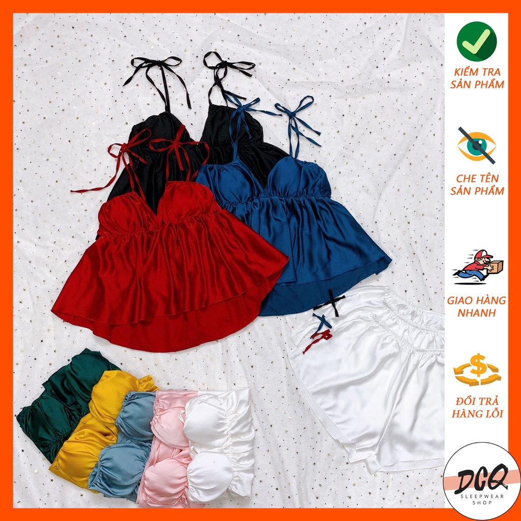 Đồ Ngủ Sexy 2 Dây Cổ Sẻ Sâu Gợi Cảm Chất Satin Mềm Mịn Áo Có Mút Freesize - Duca Shop | BigBuy360 - bigbuy360.vn