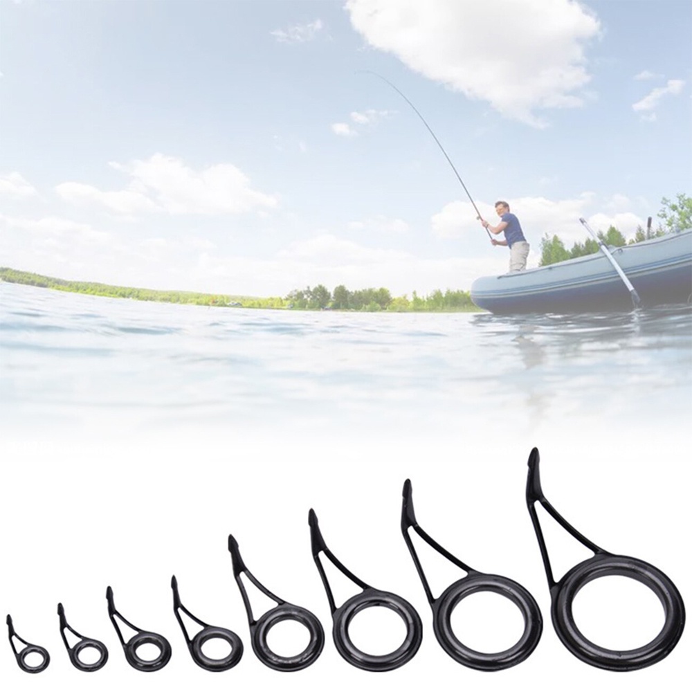 Vòng dây thép không gỉ màu đen 8 kích cỡ VANES1 dùng để cố định cần câu cá