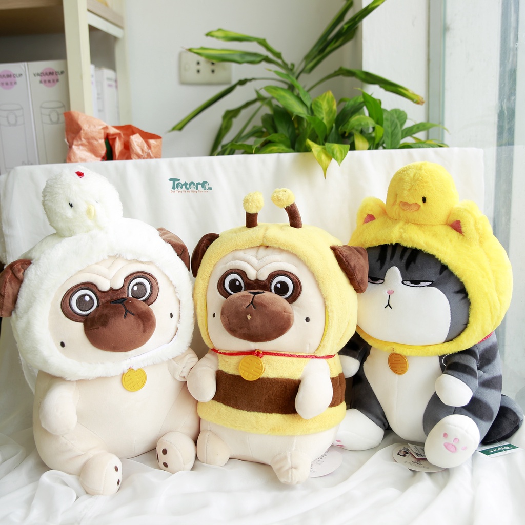 Gấu bông Thú bông Mèo Hoàng Thượng - Chó Ầu Mai Gót chính hãng đội mũ ong mũ vịt - Cuộc sống thượng lưu của hoàng đế mèo