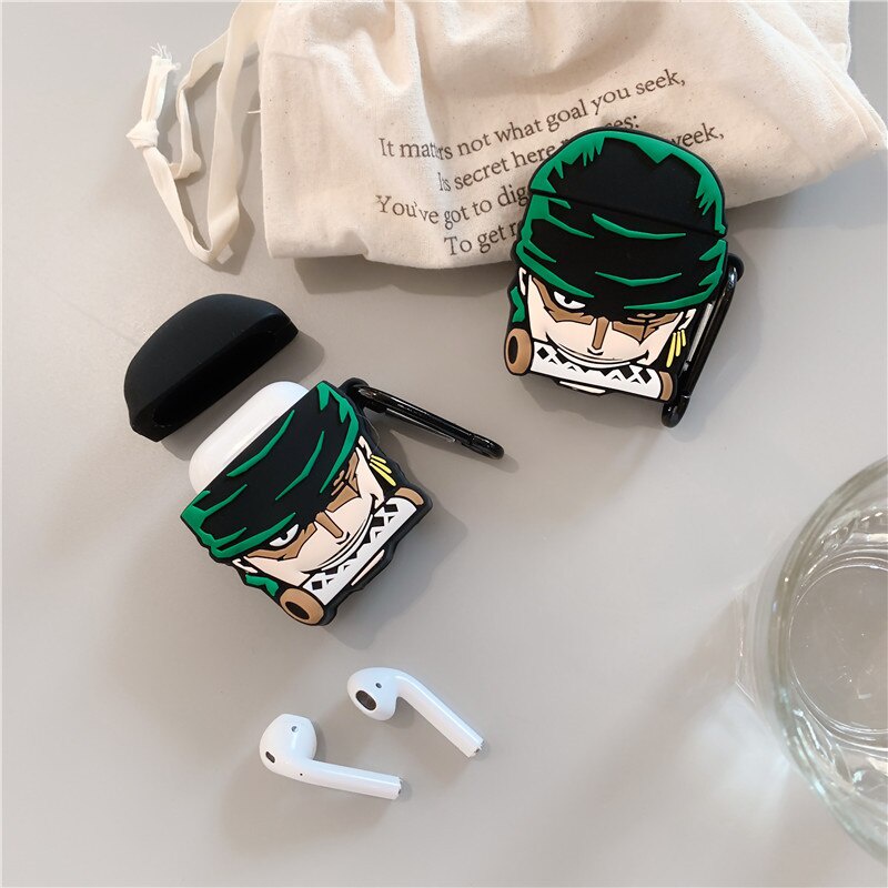 Vỏ Bảo Vệ Hộp Sạc Tai Nghe Airpods 1 / 2 Từ Silicon Họa Tiết Hoạt Hình One Piece Roronoa Zoro 3d Dễ Thương