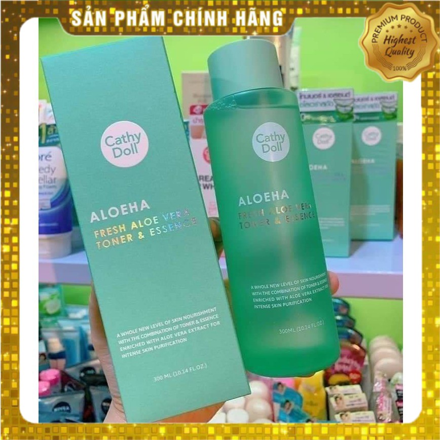 Nước hoa hồng lô hội tươi Cathy Doll AloeHa Fresh Aloe Vera Toner & Essence 300ml cân bằng và cấp ẩm cho da | BigBuy360 - bigbuy360.vn
