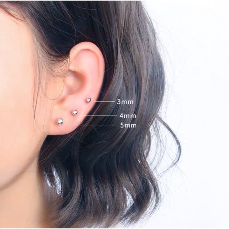 Khuyên tai nam nữ nụ bi tròn bạc 925 D'rosy Jewelry, Bông tai bạc nữ minidot basic