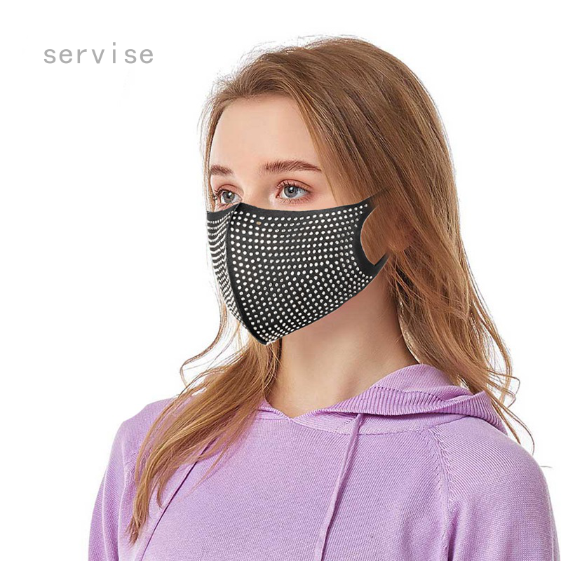 Khẩu trang thiết kế đính kim cương giả lấp lánh chống bụi bền bỉ