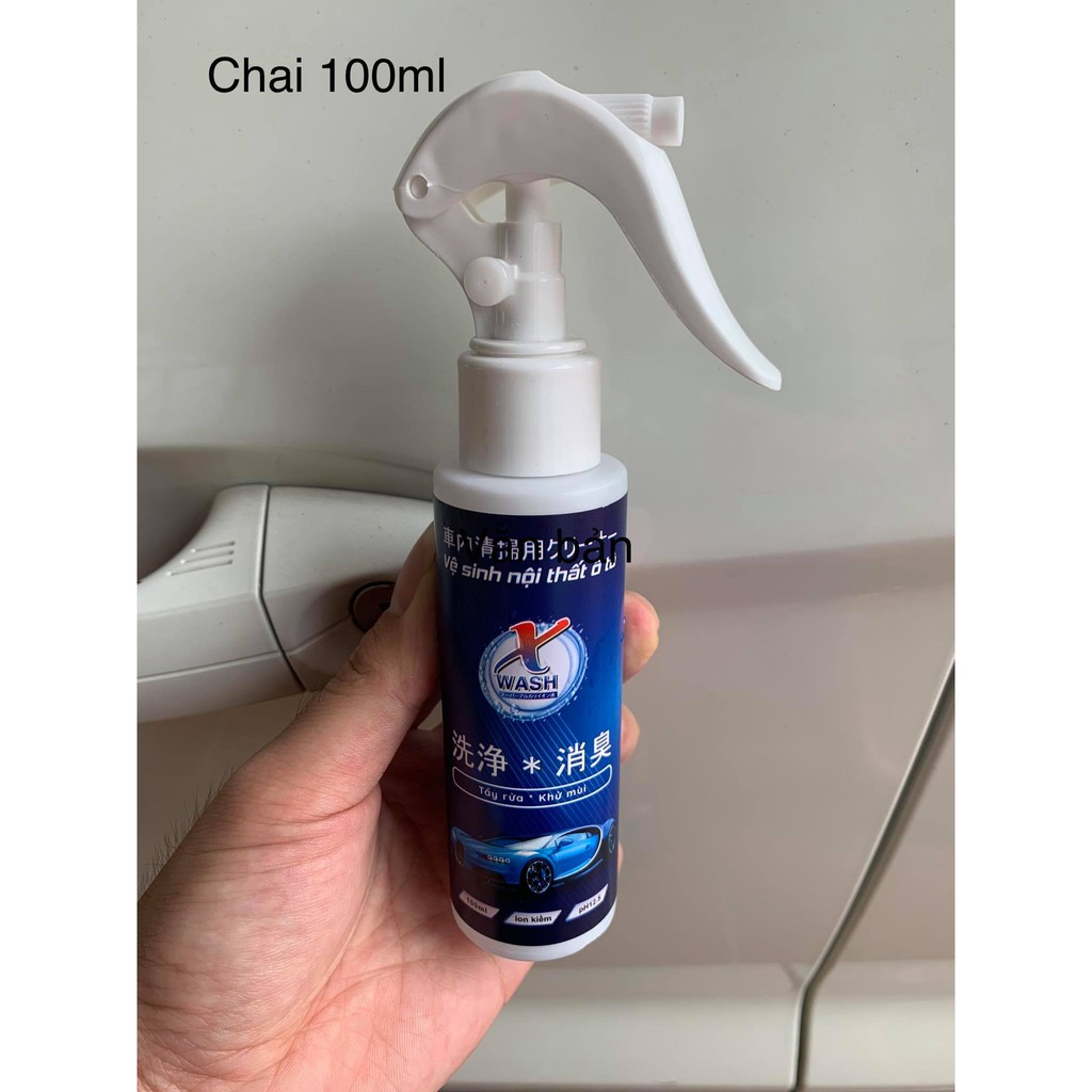 (Combo 500ml + 100ml) Xwash - Dung dịch vệ sinh nội thất ô tô [Tặng khăn lông cừu]