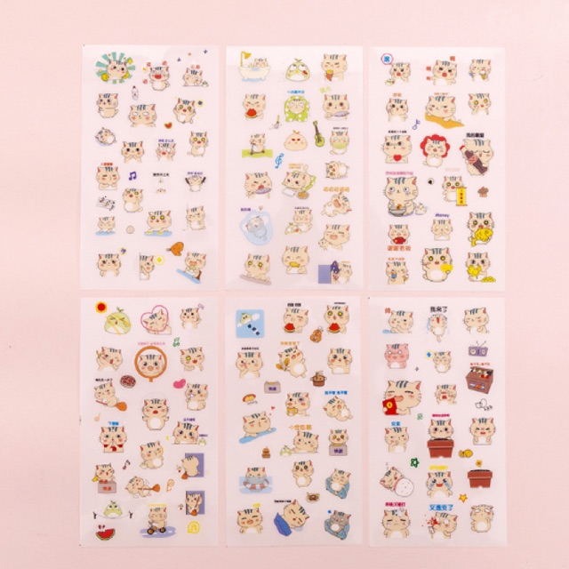 Set 6 tấm sticker Mèo Cute
