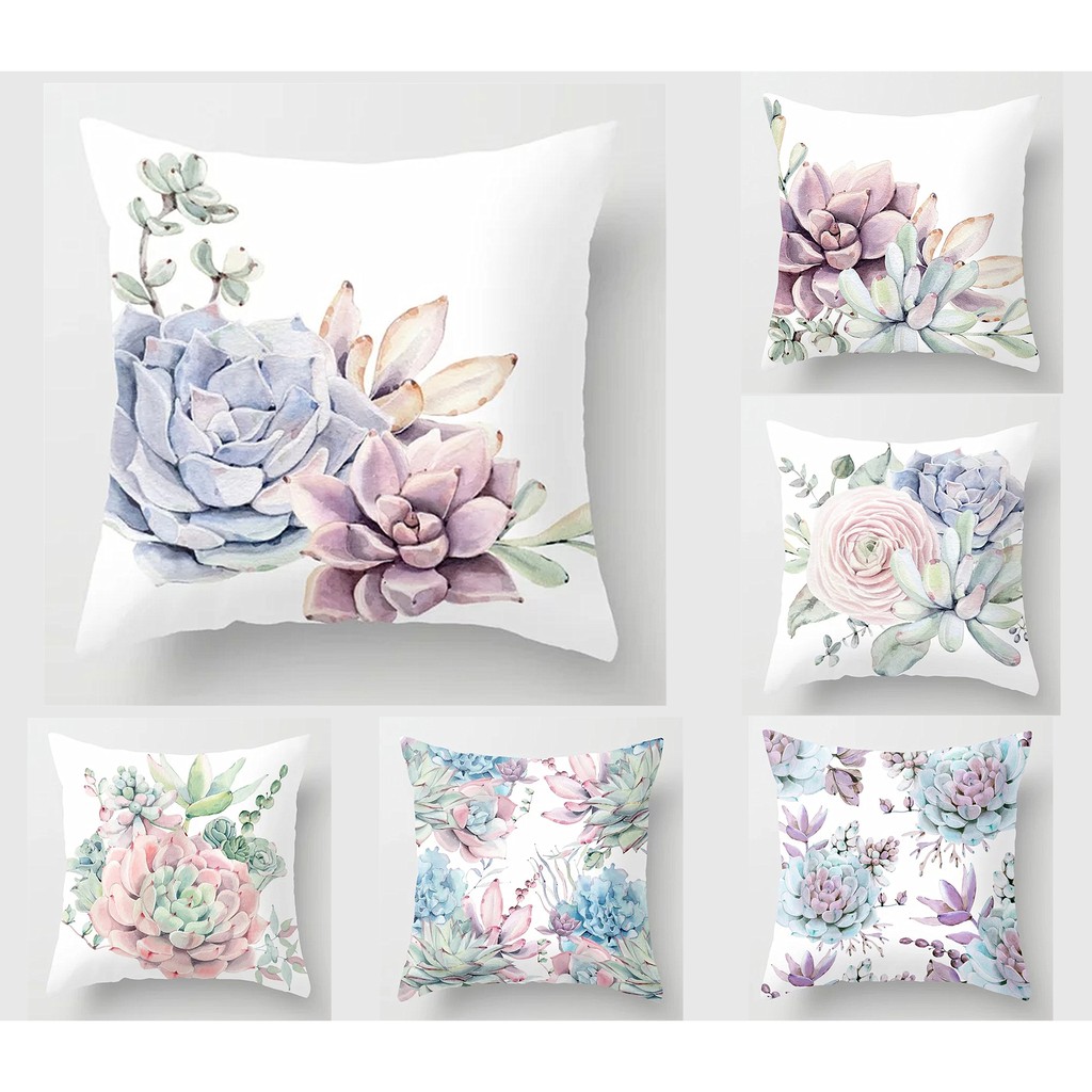 Áo Gối Vải Lông Nhung Ngắn Họa Tiết Cây Nhiệt Đới Dáng Vuông 40×40 / 45×45 / 50×50 / 60×60