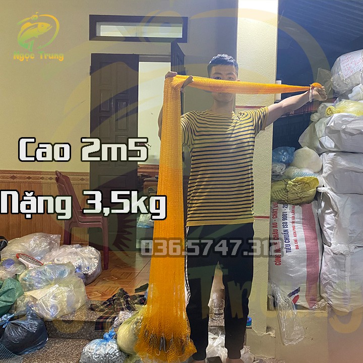 Chài Đánh Cá bằng Dù chân chì Gia Công có chiều cao 2m5 bung 4m nặng 2.5kg mắt lưới 1,5cm đánh Tôm,Tép chất lượng 368